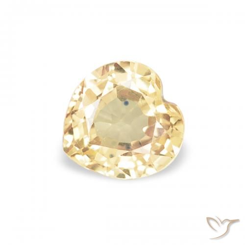 0.43ct 자연스러운 연노랑 사파이어, 마음, VVS-VS