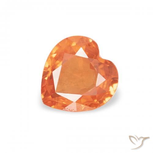 0.45ct 자연스러운 파이어 오렌지 사파이어, 마음, VVS-VS