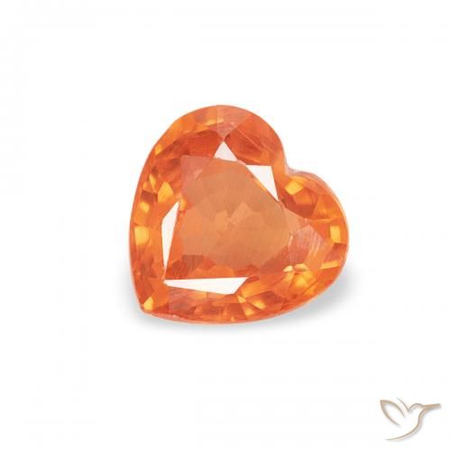 0.40ct 자연스러운 붉은 오렌지 사파이어, 마음, VVS-VS