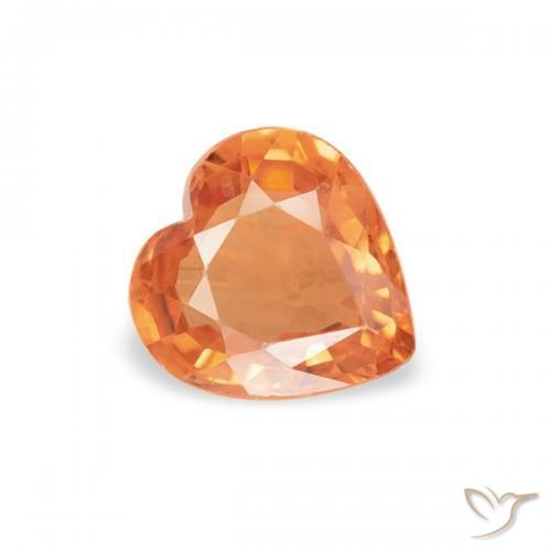 0.38ct 자연스러운 미디엄 오렌지 사파이어, 마음, VVS-VS