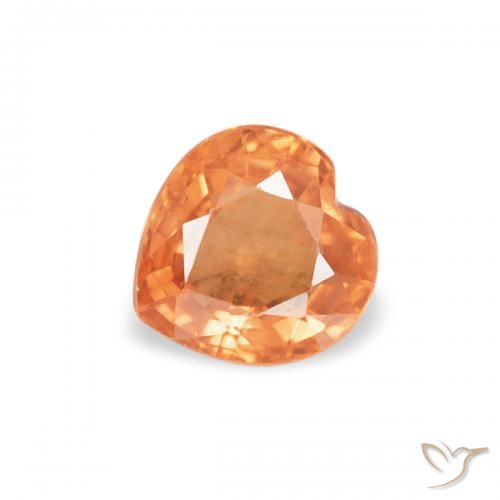 0.43ct 자연스러운 밝은 주황색 사파이어, 마음, VS