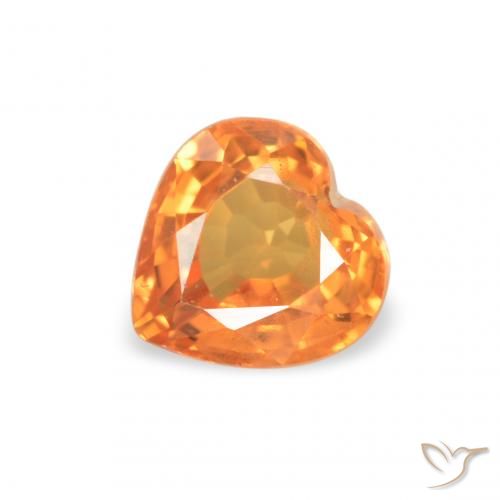 0.42ct 자연스러운 밝은 주황색 사파이어, 마음, VS