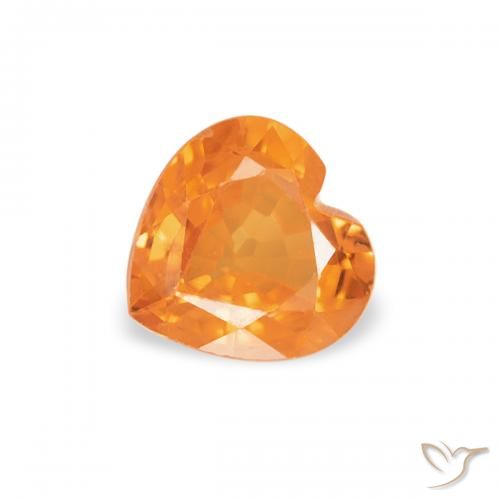 0.44ct 자연스러운 밝은 주황색 사파이어, 마음, VVS-VS