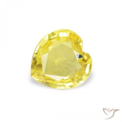 0.39ct 자연스러운 미디엄 옐로우 사파이어, 마음, VVS-VS