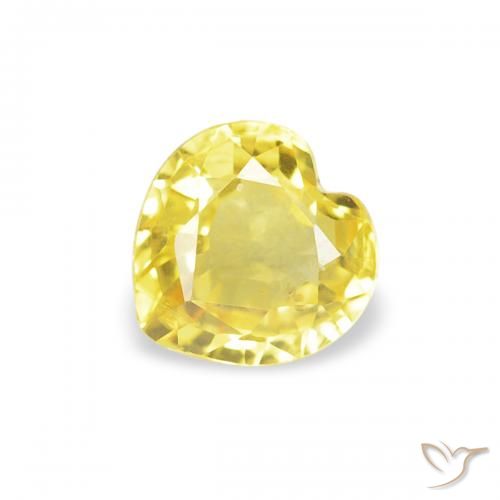 0.40ct 자연스러운 연노랑 사파이어, 마음, VVS-VS