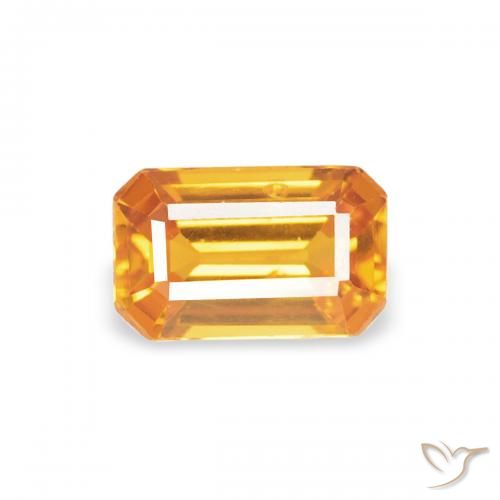 0.41ct 자연스러운 오렌지-골드 사파이어, 에메랄드 컷, VS