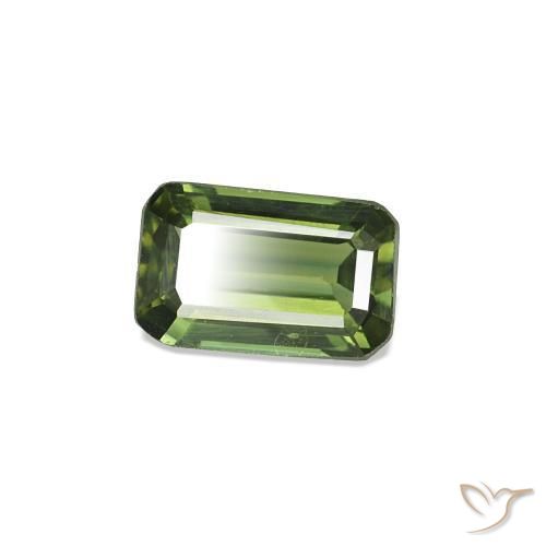 0.38캐럿 천연 노란빛 그린 사파이어, 에메랄드 컷, 5×3.2 mm, VS