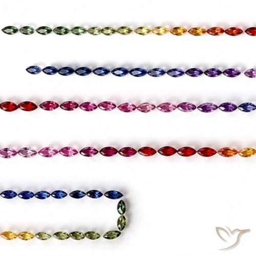 11.34캐럿 천연 멀티컬러 사파이어 보석, 마퀴즈, 5×2.5 mm, VS