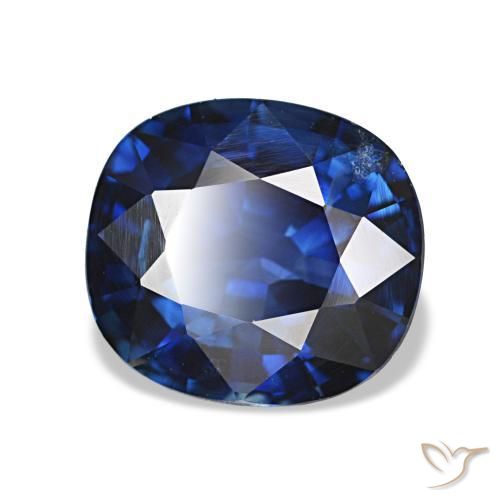 2.25캐럿 천연 트와일라잇 블루 사파이어, 쿠션 컷, 8×7.3 mm, VS