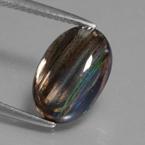 3.89캐럿 천연 레인보우 컬러 스카폴라이트, 타원형 컷, 12.1×8 mm, 투명한
