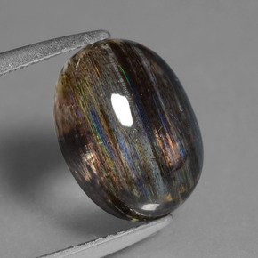 4.07캐럿 천연 레인보우 컬러 스카폴라이트, 타원형 컷, 11.5×9.2 mm, 투명한