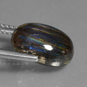 4.07캐럿 천연 레인보우 컬러 스카폴라이트, 타원형 컷, 11.5×9.2 mm, 투명한