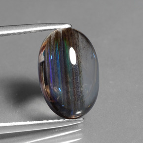 5.76캐럿 천연 레인보우 컬러 스카폴라이트, 타원형 컷, 13.7×9.1 mm, 투명한