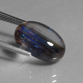 5.76캐럿 천연 레인보우 컬러 스카폴라이트, 타원형 컷, 13.7×9.1 mm, 투명한