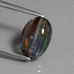 2.59캐럿 천연 레인보우 컬러 스카폴라이트, 타원형 컷, 11.7×8.2 mm, 투명한