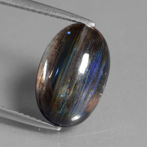6.73캐럿 천연 레인보우 컬러 스카폴라이트, 타원형 컷, 13.6×9.2 mm, 투명한