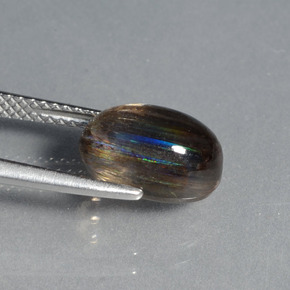 3.70캐럿 천연 레인보우 컬러 스카폴라이트, 타원형 컷, 10.8×7.5 mm, 투명한