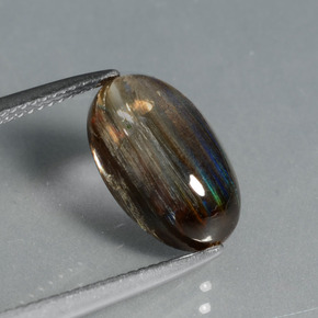4.41캐럿 천연 레인보우 컬러 스카폴라이트, 타원형 컷, 12.9×8 mm, 투명한