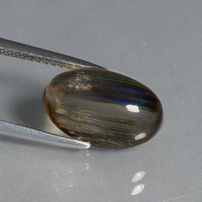 4.41캐럿 천연 레인보우 컬러 스카폴라이트, 타원형 컷, 12.9×8 mm, 투명한