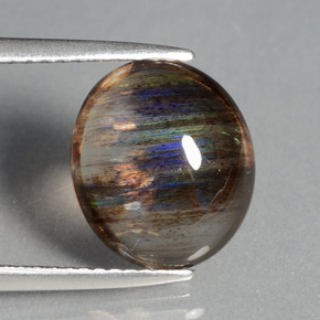 4.21캐럿 천연 레인보우 컬러 스카폴라이트, 타원형 컷, 11.6×10 mm, 투명한