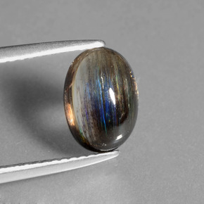 2.17캐럿 천연 레인보우 컬러 스카폴라이트, 타원형 컷, 9.2×6.5 mm, 투명한