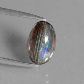 1.45캐럿 천연 레인보우 컬러 스카폴라이트, 타원형 컷, 9.2×5.9 mm, 투명한