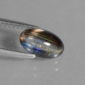 1.45캐럿 천연 레인보우 컬러 스카폴라이트, 타원형 컷, 9.2×5.9 mm, 투명한