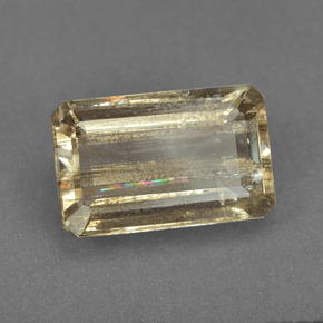 6.56캐럿 천연 레인보우 컬러 스카폴라이트, 에메랄드 컷, 14.8×9.4 mm, 투명한