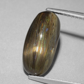 3.58캐럿 천연 레인보우 컬러 스카폴라이트, 타원형 컷, 13.8×6.5 mm, 투명한