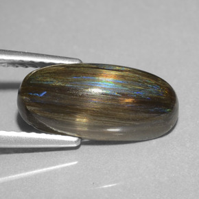 3.58캐럿 천연 레인보우 컬러 스카폴라이트, 타원형 컷, 13.8×6.5 mm, 투명한