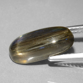 3.58캐럿 천연 레인보우 컬러 스카폴라이트, 타원형 컷, 13.8×6.5 mm, 투명한