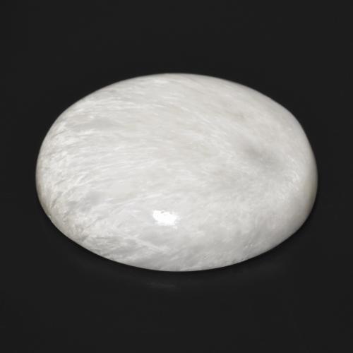 24.42캐럿 천연 오프 화이트 스콜레사이트, 라운드 컷, 불투명체