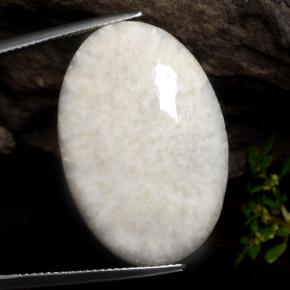 22.70캐럿 천연 화이트 스콜레사이트, 타원형 컷, 30×20.4 mm, 불투명체