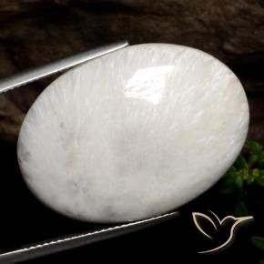 22.71캐럿 천연 따뜻한 화이트 스콜레사이트, 타원형 컷, 29.5×21.3 mm, 불투명체
