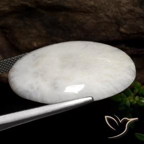 22.71캐럿 천연 따뜻한 화이트 스콜레사이트, 타원형 컷, 29.5×21.3 mm, 불투명체