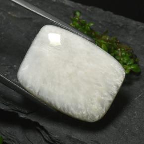 17.38캐럿 천연 밝은 회백색 스콜레사이트, 멋진 모양, 24.7×19.1 mm, 불투명체