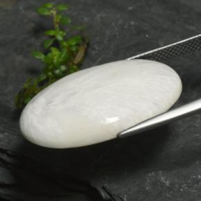 15.77캐럿 천연 밝은 회백색 스콜레사이트, 타원형 컷, 불투명체