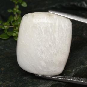 20.75캐럿 천연 화이트 스콜레사이트, 쿠션 컷, 24.4×19.9 mm, 불투명체