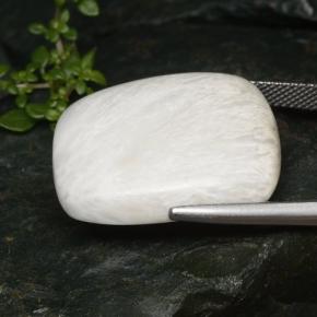 20.75캐럿 천연 화이트 스콜레사이트, 쿠션 컷, 24.4×19.9 mm, 불투명체