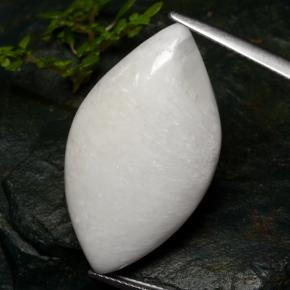 18.91캐럿 천연 화이트 스콜레사이트, 마퀴즈, 31.7×17.5 mm, 불투명체