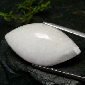 18.91캐럿 천연 화이트 스콜레사이트, 마퀴즈, 31.7×17.5 mm, 불투명체