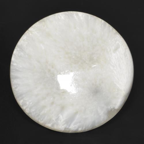 28.29캐럿 천연 따뜻한 화이트 스콜레사이트, 라운드 컷, 28.56 mm, 불투명체