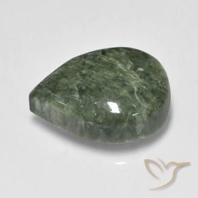8.09캐럿 천연 Medium Green  세라피나이트, 배 모양, 불투명체