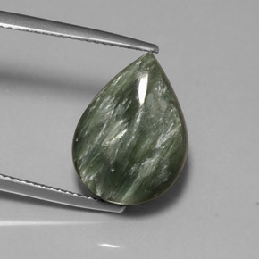 8.63캐럿 천연 그린 세라피나이트, 배 모양, 16.4×12 mm, 불투명체