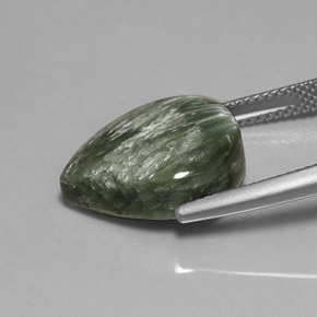 8.63캐럿 천연 그린 세라피나이트, 배 모양, 16.4×12 mm, 불투명체