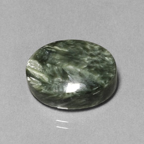 9.89캐럿 천연 그린 세라피나이트, 타원형 컷, 15.8×11.9 mm, 불투명체