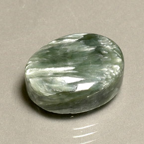 10.63캐럿 천연 그린 세라피나이트, 타원형 컷, 15.9×12 mm, 불투명체