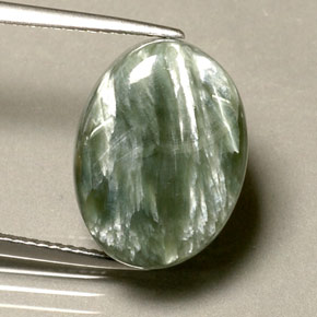 10.63캐럿 천연 그린 세라피나이트, 타원형 컷, 15.9×12 mm, 불투명체