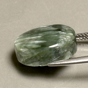 10.63캐럿 천연 그린 세라피나이트, 타원형 컷, 15.9×12 mm, 불투명체