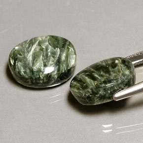 캐럿 천연 그린 세라피나이트 보석, 타원형 컷, 15.8×12 mm, 불투명체